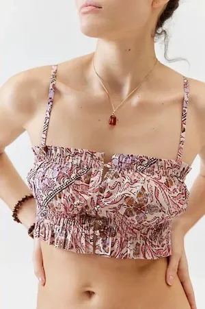 Urban Outfitters Out From Under Jasmine Floral Cropped Cami Top Size Small thumbnail 1