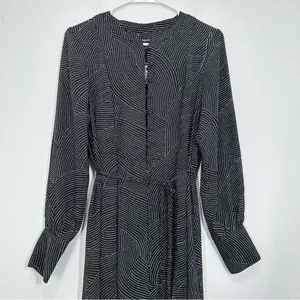 Madewell Tie-Waist Midi Dress in Dot Blouson Shirt Dress Button Down Casual NWT thumbnail 3