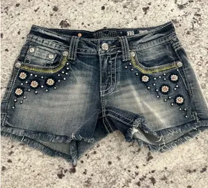 Miss Me floral embellished distressed denim cut-off shorts 27 thumbnail 1