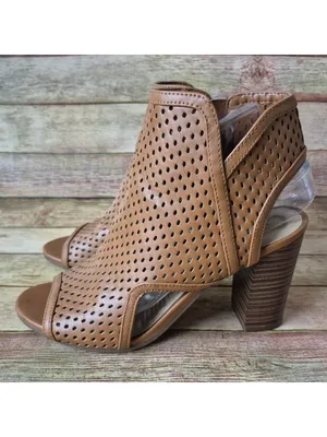 Circus by Sam Edelman Brown Block Heeled Zip Up Ankle Boots Size 7.5 Peep Toe thumbnail 6