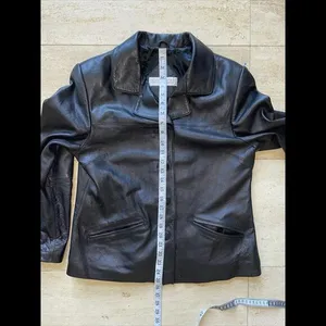 Valerie Steves New Zealand Lambskin Leather Jacket Buttoned‎ Black Size M thumbnail 4