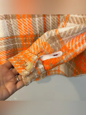 Reserved Orange Plaid Medium Weight Button Down Collared Shirt Size Small thumbnail 10
