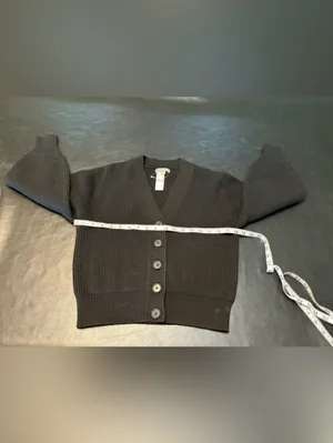 J. Crew Black Ribbed V-Neck Button-Up Cardigan NWT size XXS thumbnail 7