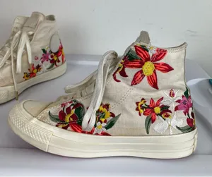 Converse X PatBo Floral High Top Sneakers Sz 5 Lace Up Embroidered thumbnail 5