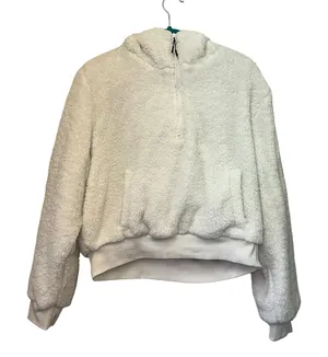 Iceburg Sherpa Hoodie Pullover White‎ Fleece Half Zip Jacket L thumbnail 1