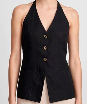 Derek Heart black halter button front vest  thumbnail 1