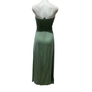 Forever 21 Women's Green Strapless Smocked Maxi Dress Size S Summer Casual thumbnail 4