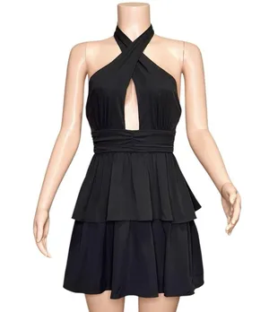 AMANDA UPRICHARD Darby Halter Mini Dress, Black, XS thumbnail 7