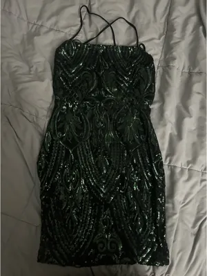 Windsor Mini Dress Black and Green thumbnail 4