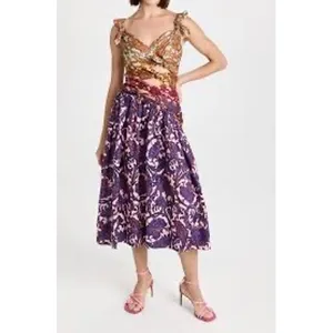 Zimmermann Aliane Cut Out Midi Dress Mixed Paisley Print Cotton Summer Dress thumbnail 2