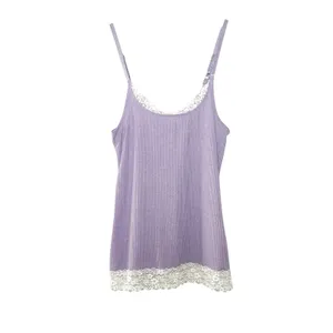 Urban Outfitters Y2K Out‎ From Under Lilac Lace Trim Ribbed Cami Tank Top Coquette Balletcore M thumbnail 3