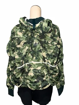 NWOT Free People Movement Happy Camper Hiking Pullover Jacket Green Camo Small thumbnail 6