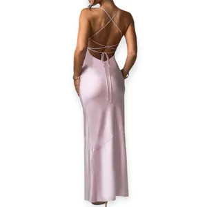NWD Babyboo Misha Maxi Dress Blush Pink Satin Size Small thumbnail 2