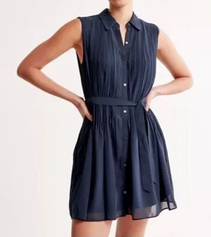 Joie Sleeveless Pleat Mini Button Up Shirt Dress Size L Casual Preppy Classic thumbnail 1