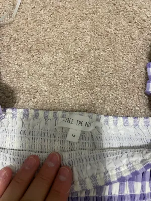 Purple And White Gingham Crop Top thumbnail 6