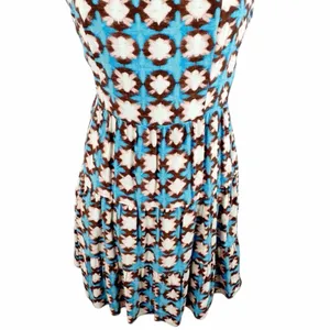LOFT Geo Print Mini Dress Boho Indie Coastal Summer Size 6 Blue Spaghetti Strap thumbnail 8