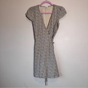 John Galt Brandy Melville Tan Ditsy Floral Mini Wrap Dress Womens S Fall Classic thumbnail 7