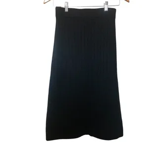 Quince Mongolian Black Cashmere Ribbed Women’s Midi Skirt Size Medium NWOT thumbnail 4
