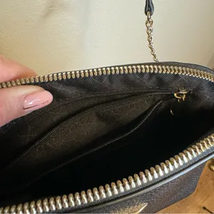 Black cross-body purse with gold detailing thumbnail 4