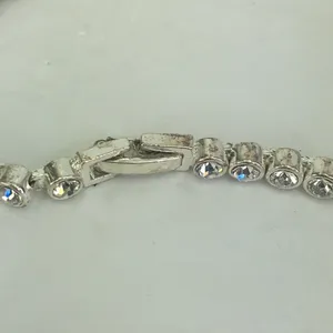 Cubic zirconia tennis bracelet silver tone 7.25” long thumbnail 5