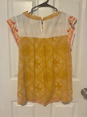Savanna Jane yellow colorful top blouse style 18374 size large thumbnail 6