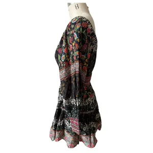 Alice + Olivia Black Clementina Floral Long Sleeve Cotton Mini Dress Size 0 thumbnail 3