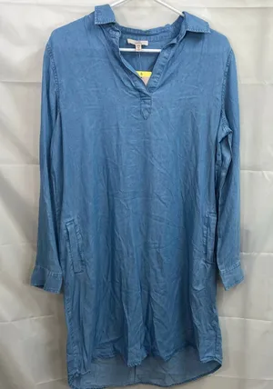NEW Como Vintage women's light blue denim indigo long sleeve collared dress S‎ thumbnail 1