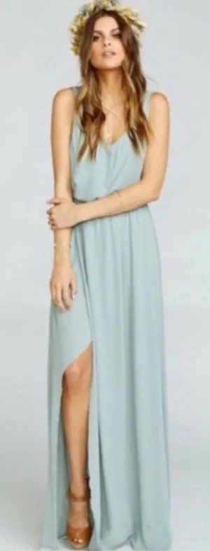 Show Me Your Mumu SMYM Kendall maxi silver sage dress NEW XS thumbnail 1