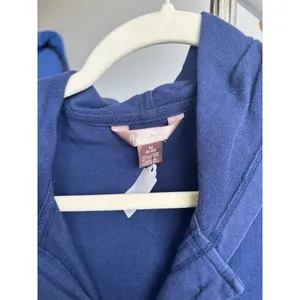 Blue Button Up Hoodie Cardigan Jacket Lightweight Cotton Sweater White Stag M thumbnail 2