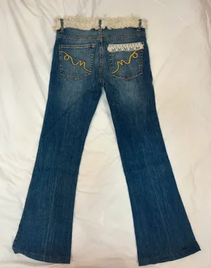 Alberto Makali Y2K Lace Rhinestone Bootcut Jeans Size 4 thumbnail 3