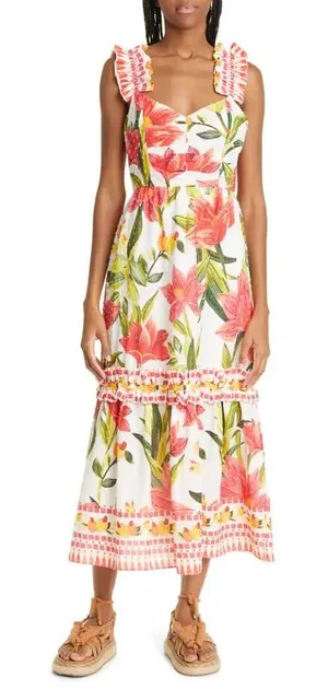 Farm Rio Cashew Garden Midi Dress thumbnail 1