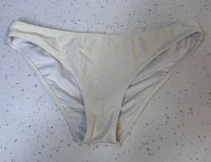 Shade & Shore Womens‎ Cream Ribbed Hipster Bikini Bottom Swimsuit Size Medium M thumbnail 1