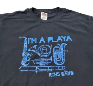 Vintage Fruit Of The Loom Shirt Size Medium "I'm A Playa" RCHS Band Graphic Tee Band Tee Unisex T-shirt thumbnail 3