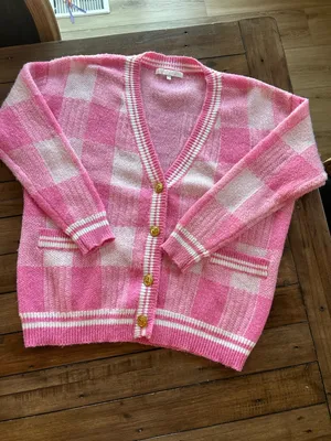 More to Come Revolve Bonnie Pink Plaid Cardigan Sweater XS thumbnail 5