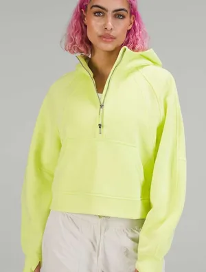 Lululemon Scuba Oversized Half Zip‎ Hoodie Electric Lemon Womens Size XL / XXL thumbnail 1