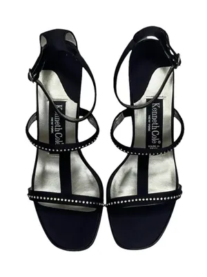 new Kenneth Cole ★ Evening Star Rhinestone Embellished Sandal ★ Black Satin ★ 8M thumbnail 8