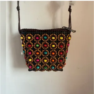 Colorful Beaded Crossbody bag Brown thumbnail 6