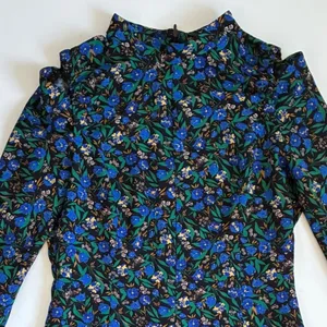 Zara Womens Blue Floral Cold Shoulder Mock Neck‎ Long Sleeve Midi Dress Large thumbnail 7