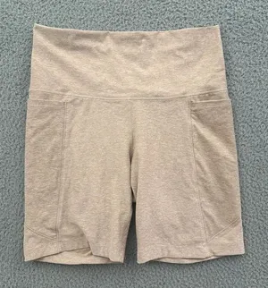 Calia High Rise Bike Shorts Beige Athletic Athleisure Pockets Women's Medium thumbnail 1