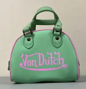 Von Dutch Mint Green Pink Mini Bowling Bag Purse Handbag Pocketbook Satchel 💚🩷 thumbnail 1