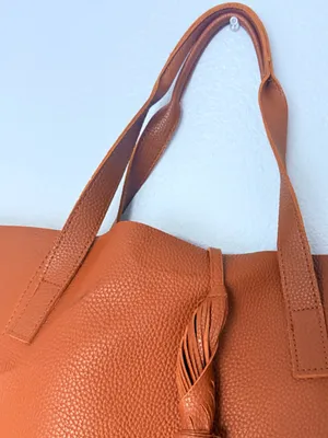 Tanger Brown Vegan Leather Shoulder Bag Tote thumbnail 6