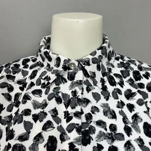 The Limited‎ Shirt Dress Women XS Black White NO BELT Abstract Print 3/4 Sleeve thumbnail 9