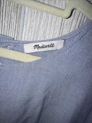 Madewell Dusty Blue Front-Tie Crop Top thumbnail 3