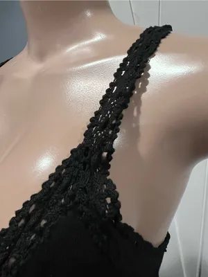 Black Lace crochet Trim Maxi Dress size M sleeveless thumbnail 5