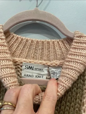 Women's Multicolor Knit Sweater pink and taupe vintage thumbnail 3