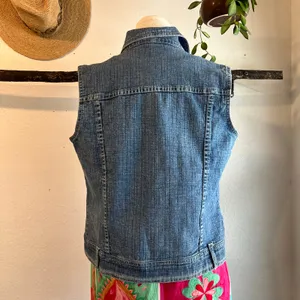 Vintage 90s Relativity Cotton Denim Utility Cargo Vest Size Medium thumbnail 6