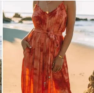 Vici Orange Tie Dye Jumpsuit Wide Leg Beach Resort Travel Vacation Cruise Medium thumbnail 2
