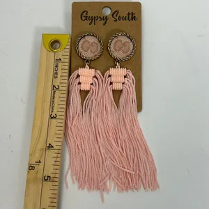 Gypsy South Pink Tassel Statement Drop Earrings Gold Tone Boho Fringe‎ New thumbnail 3