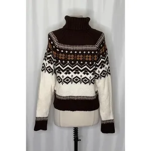 AMERICAN EAGLE‎ Fairisle Snowdrift Turtleneck Sweater Cropped Fair Isle Small thumbnail 8