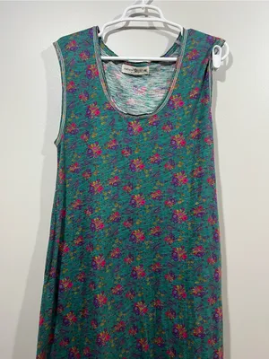 Natural Life Cotton Teal Floral Sleeveless Maxi Dress Medium thumbnail 2